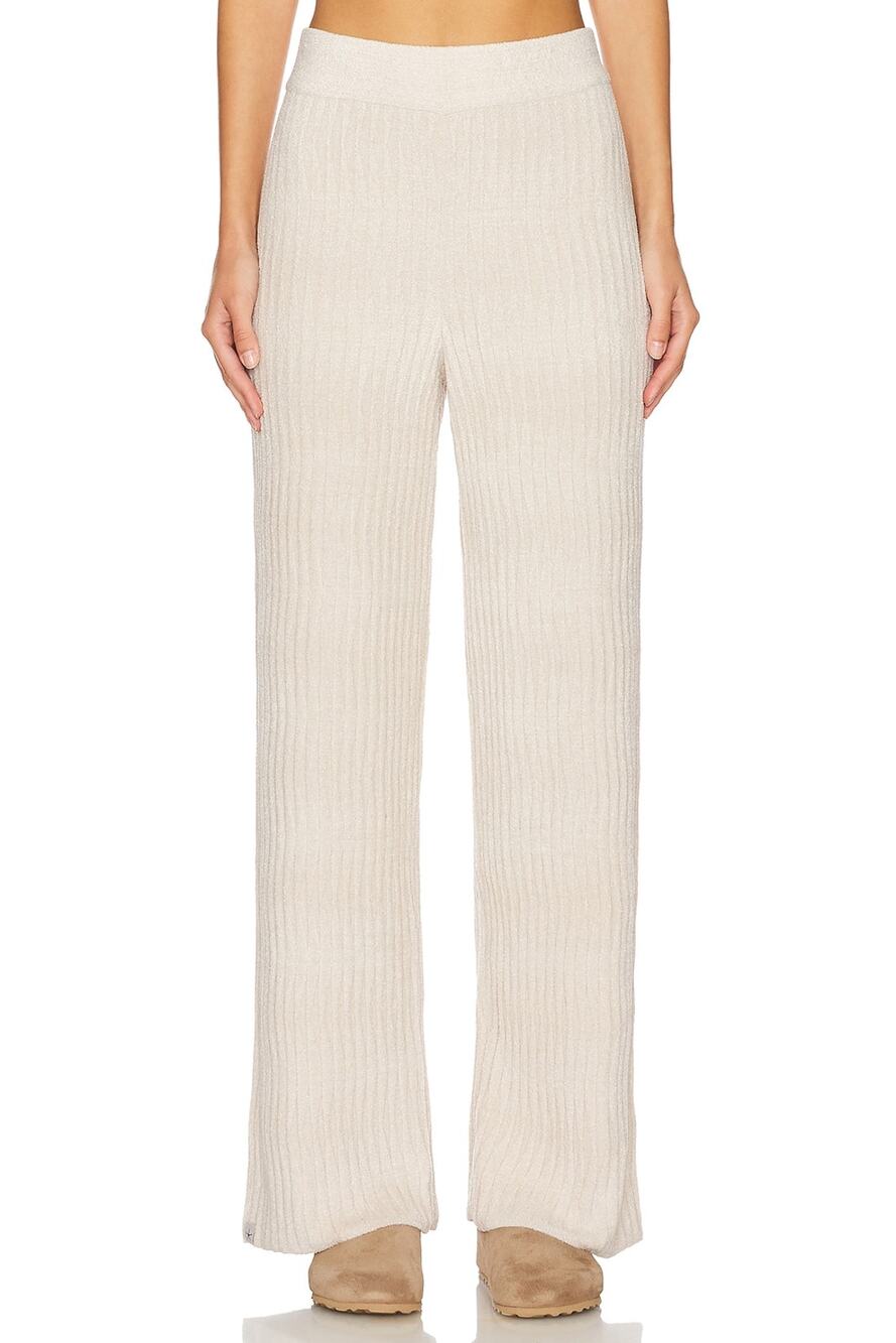 Barefoot Dreams Ribbed Beige Cozychic Ultra Light Wave Pants Size M